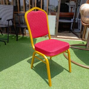 Conference Banquet Chair – Red Upholstery with Gold Frame