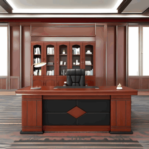 1.6m Executive Mahogany Office Desk front view