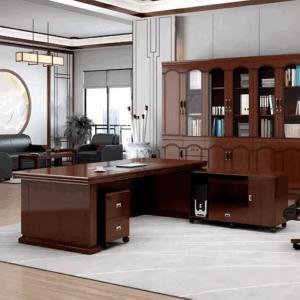 1.6m Executive Mahogany Office Desk side view