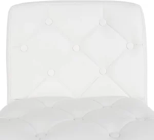 Adjustable Height Bar Stool with Backrest – White Faux Leather Front View