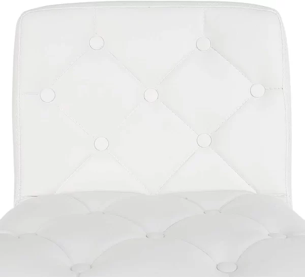 Adjustable Height Bar Stool with Backrest – White Faux Leather Front View