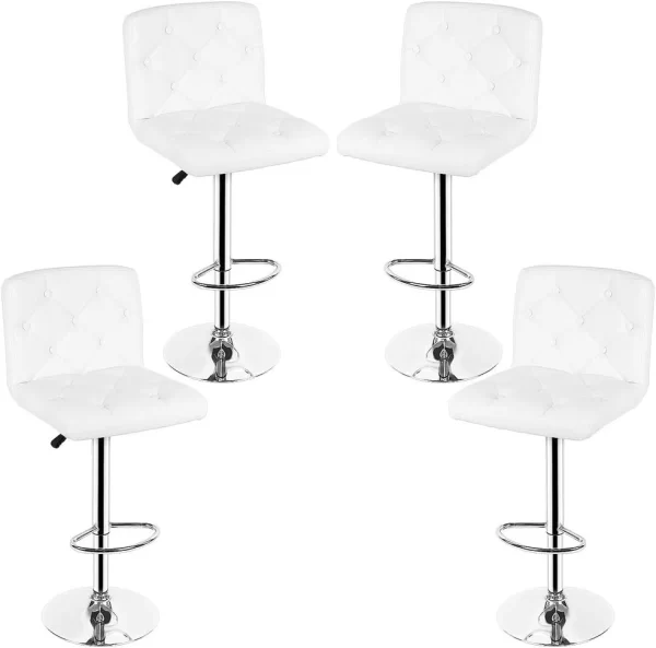 Adjustable Height Bar Stool with Backrest – side view