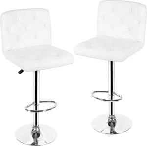 Adjustable Height Bar Stool with Backrest – side view