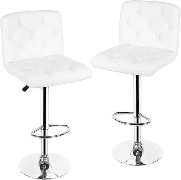 Adjustable Height Bar Stool with Backrest – side view