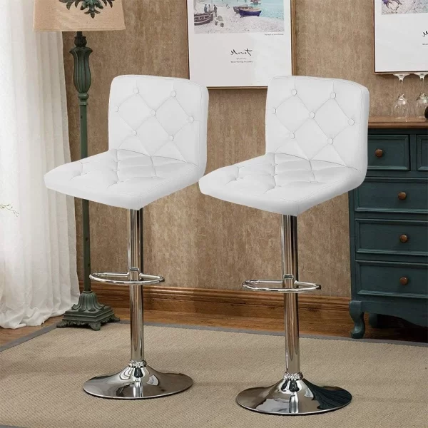 Adjustable Height Bar Stool with Backrest – side view