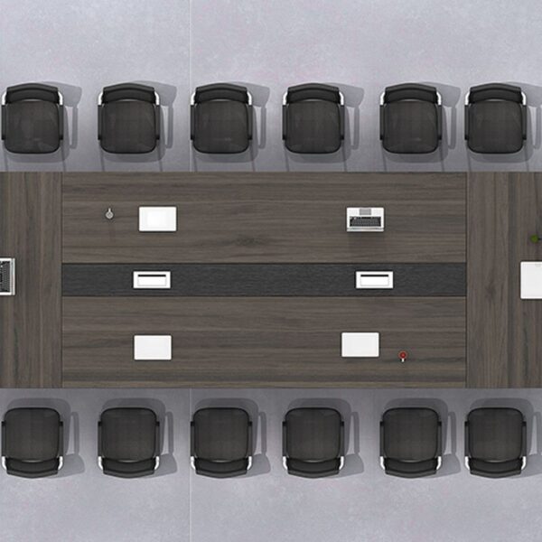 3m boardroom table with chairs – dark wood finish
