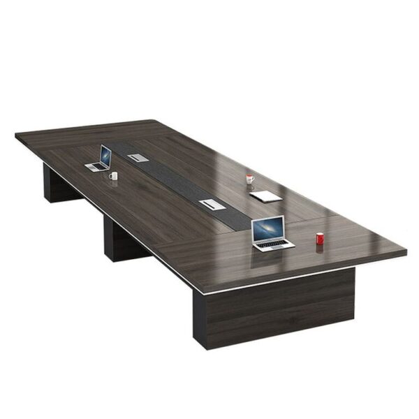 3m boardroom table with chairs – dark wood finish