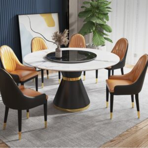 Gold-Plated Stone Marble Dining Table