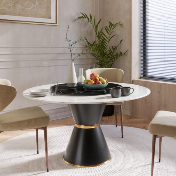 Gold-Plated Stone Marble Dining Table