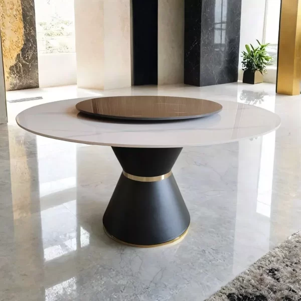 Gold-Plated Stone Marble Dining Table