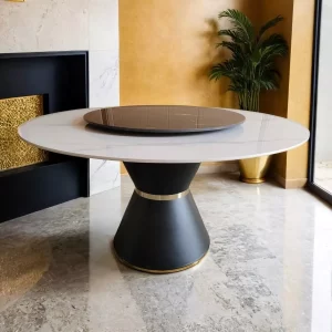 Gold-Plated Stone Marble Dining Table