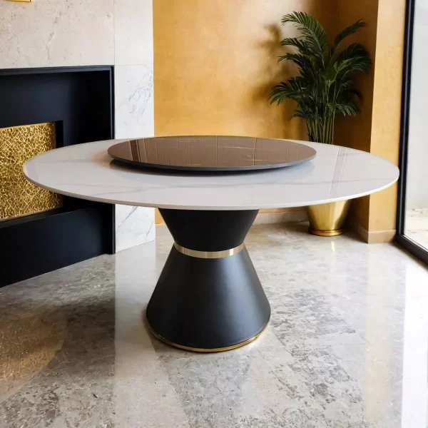 Gold-Plated Stone Marble Dining Table