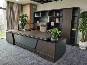 2.4m Executive Office Desk with Hardwood Finish and LED Lighting