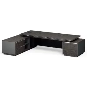 2.4m Executive Office Desk with Hardwood Finish and LED Lighting