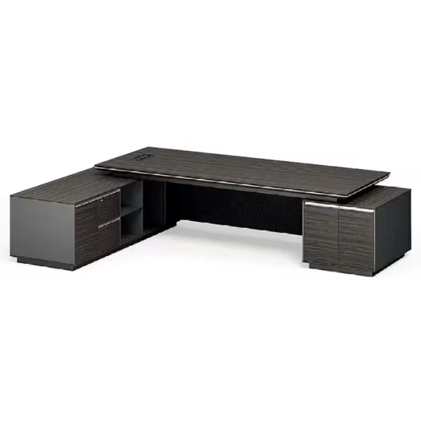 2.4m Executive Office Desk with Hardwood Finish and LED Lighting