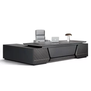 2.4m Executive Office Desk with Hardwood Finish and LED Lighting