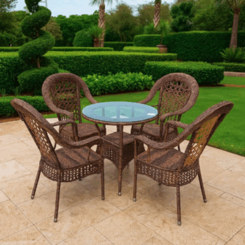 ETANA Outdoor Table + 4 Chairs (Brown)