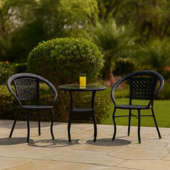 JAGAR Outdoor Table + 2 Chairs (Black)