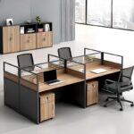 ALPHA BS98 4-Way Workstation Desk (Brown)