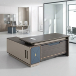 Modern 1.6M Executive Office Desk with wood and metal finish