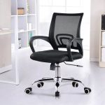 Secretarial Black Mesh Office Chair with chrome base and cushioned seat